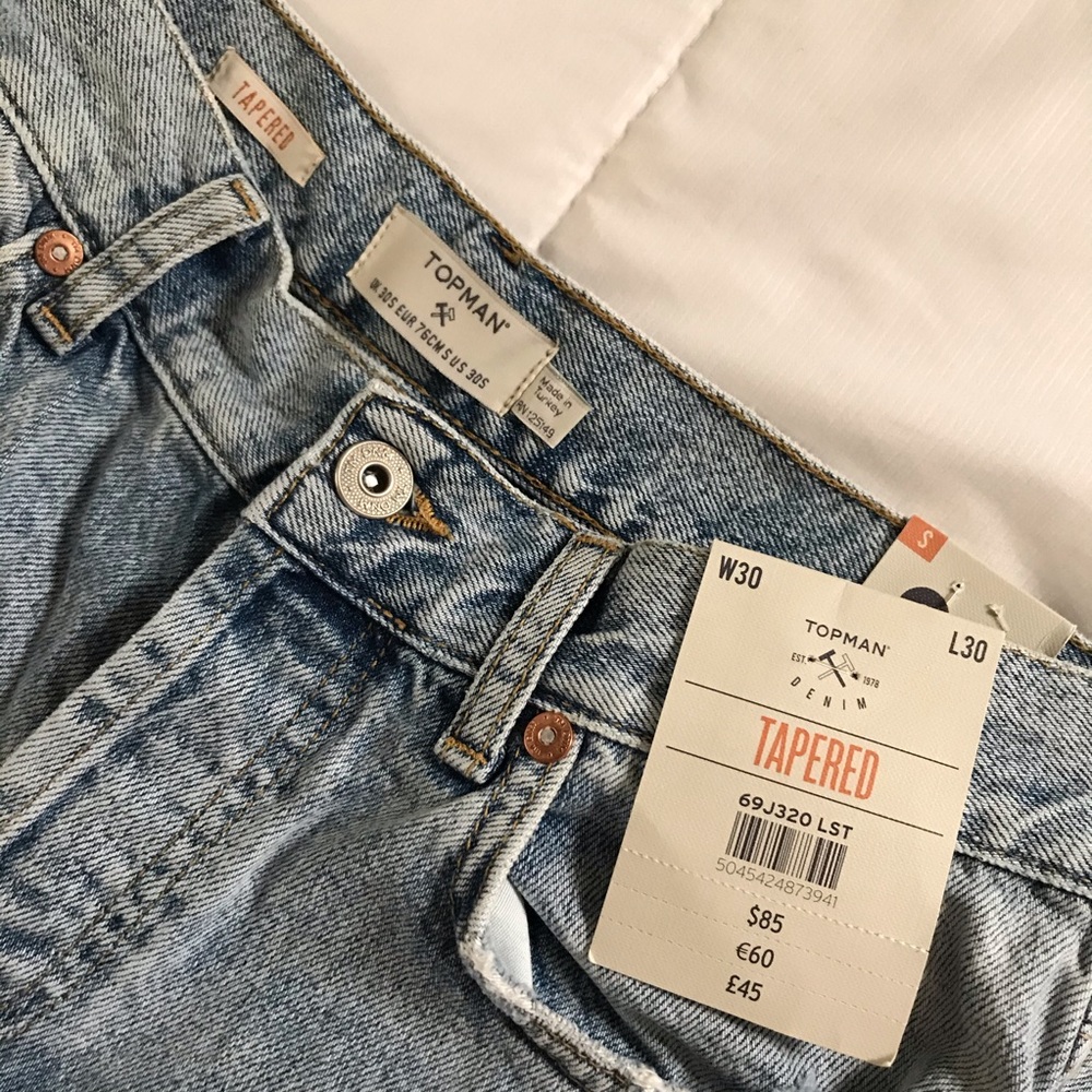 NWT Distressed Topman Denim Tapered Jeans - Picture 4 of 4